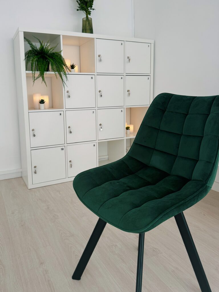 Green chair in a beautiful room